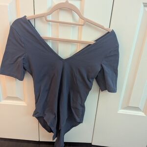 Forever 21 Slate Blue V-Neck Bodysuit